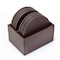 Dacasso Chocolate Brown Leatherette 10 Round Coaster Set with Holder AG-3335 - alternate 4